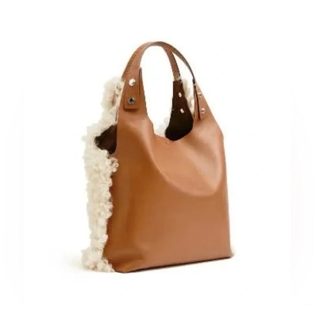 Tory Burch Rory Mini Shearling Tote Bag